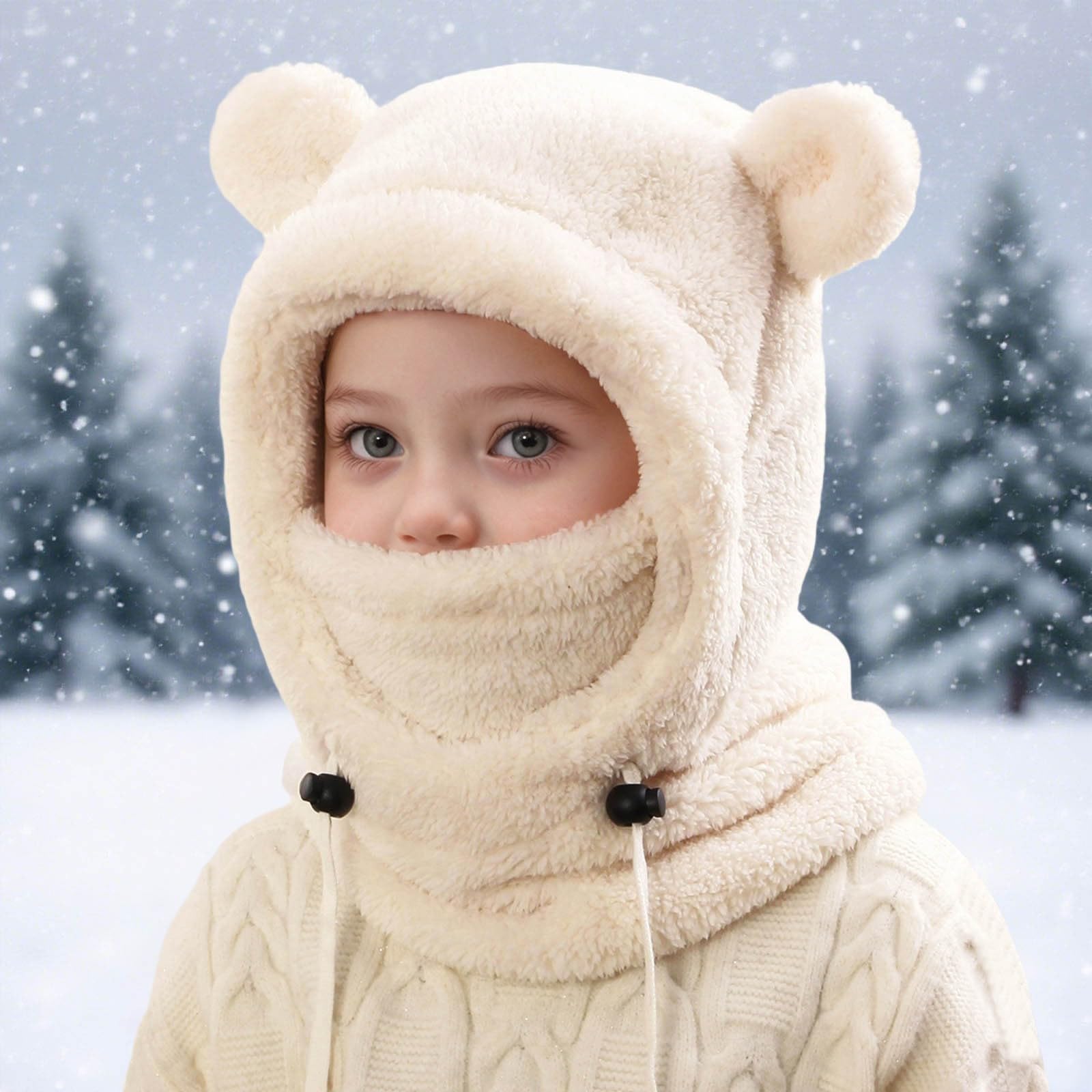 Schlupfmütze Kinder Winter - Thermo Fleece Sturmhaube Multifunktionale Winddichte Gesichtsmaske Skimaske Warme Strick Mütze Kapuze Halswärmer Schal Outdoor-Aktivitäten für Jungen Mädchen 3-10 Jahre