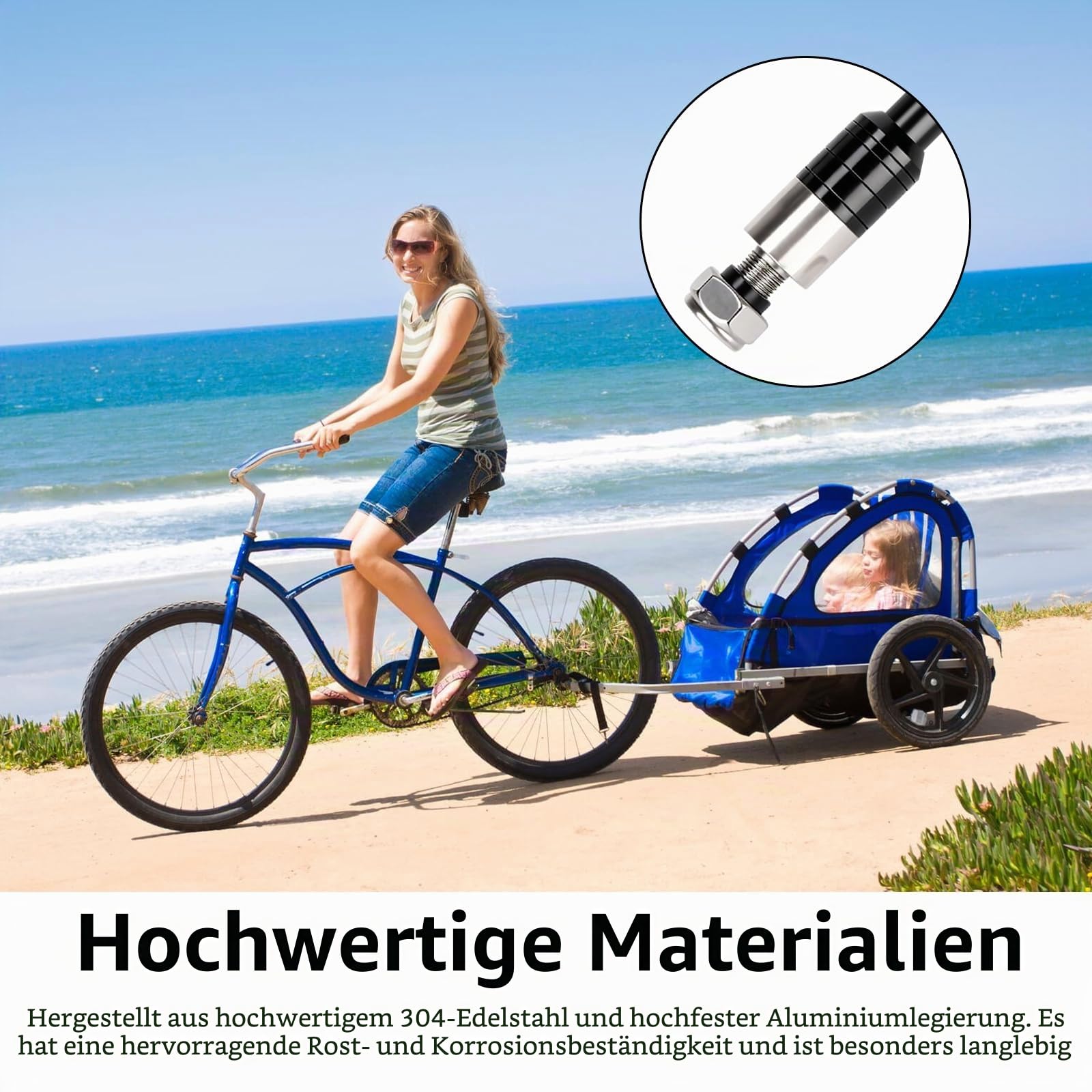 Steckachse Fahrradanhänger, M12 × 1,5 160-178mm Fahrrad Achsadapter Fahrradanhänger Kupplung Fahrrad Steckachsenadapter für Anhänger Anhängerkupplung