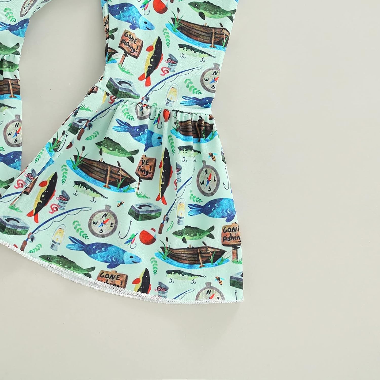 Baby Girl Gift Children PAECE LOVE FISHING Summer Suit T Shirt Short Sleeved Flared Pants Two Swaddling Baby