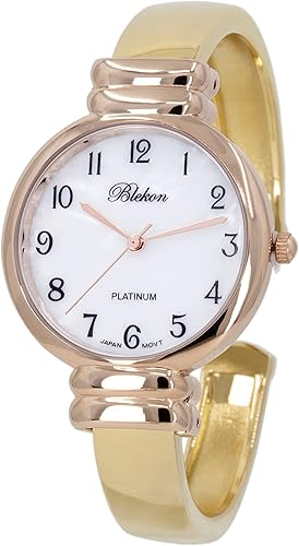 Blekon Reloj de pulsera original de madreperla para mujer con caja de 1.220 in, movimiento de cuarzo japonés, con bisagras de metal, estilo