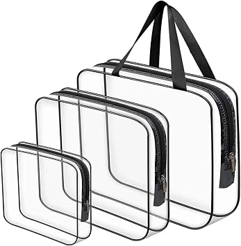 Bybaby Holiday, Beach, Cosmetics, Makeup Care Bag Set, Transparent Waterproof, 3 Organizer Bags 1 x 3 Pieces
