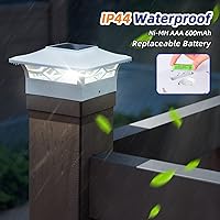 Vista 6 de APONUO - Luces solares para punta de poste, paquete de 6, 2 modos, luces solares para postes de valla, IP65 impermeables, encendido/apagado