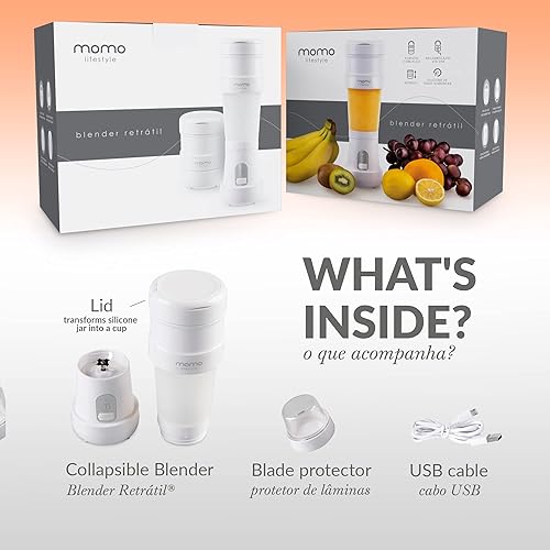 Miniatura 9 de Momo Lifestyle Licuadora portátil para batidos y licuados | Licuadora de viaje plegable, recargable, sin BPA