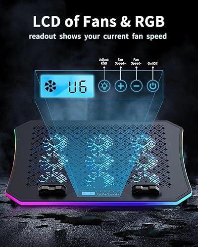 Miniatura 4 de KeiBn Almohadilla enfriadora mejorada para laptop para juegos con 9 ventiladores RGB silenciosos, almohadilla de enfriamiento para portátiles de