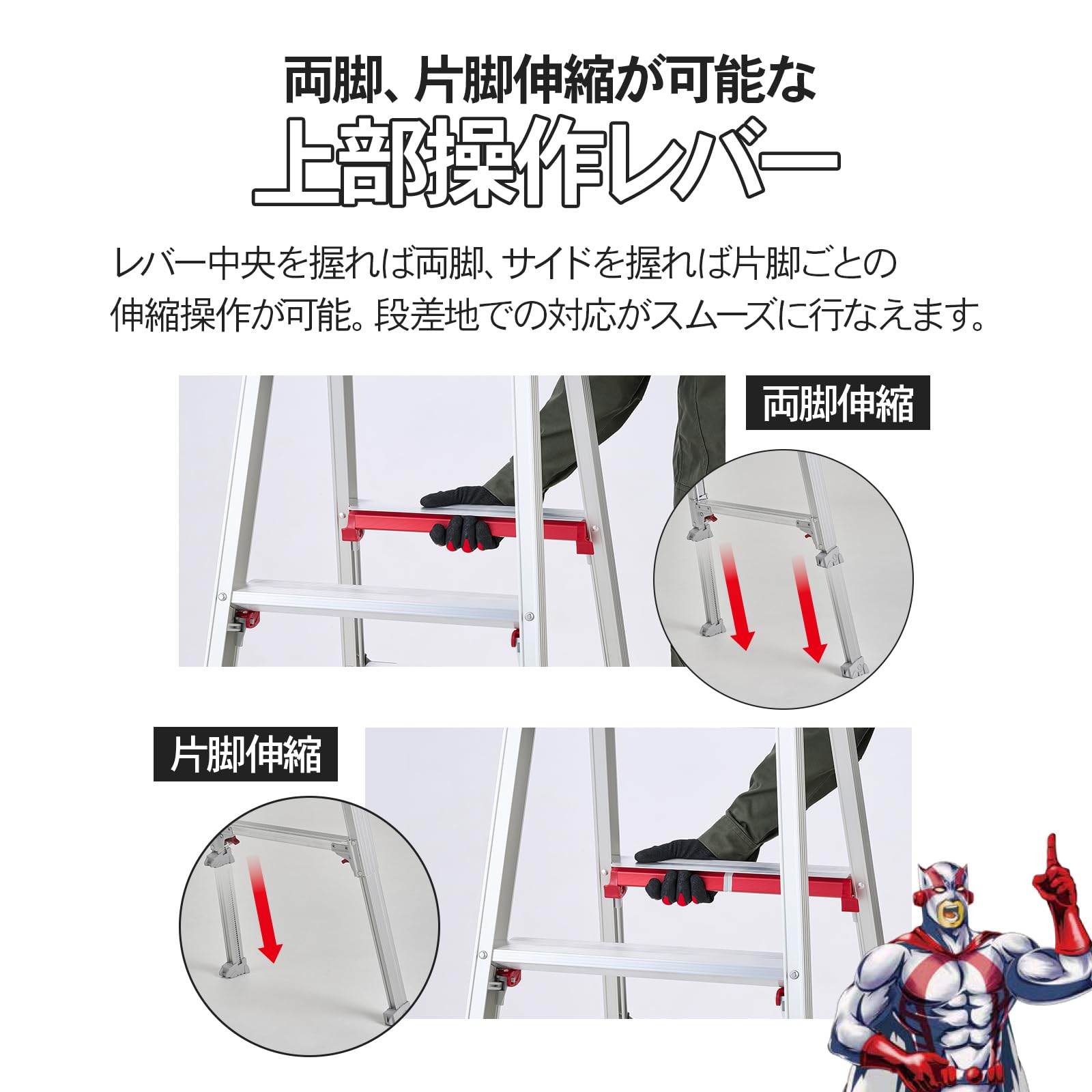Amazon.co.jp: 長谷川工業(Hasegawa) 階段用はしご兼用伸縮脚立(上部
