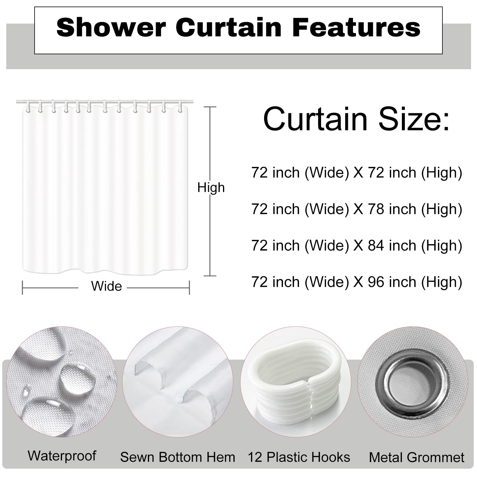 NECSOLE Pink Cherry Blossom Shower Curtain – Waterproof Polyester, 72x72 Inches, With Hooks