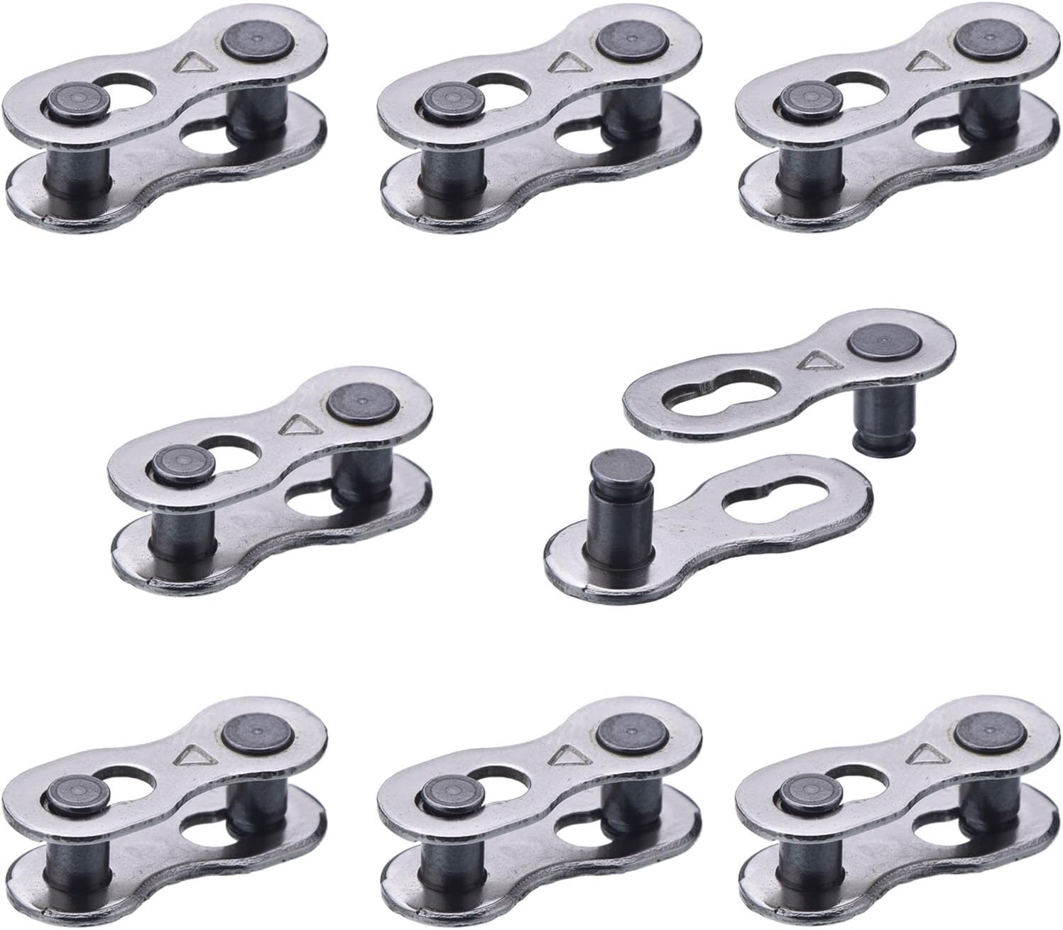 8 Pairs Bicycle Missing Link for 6, 7, 8, 9, 10 Speed Chain Master Link for Bicycle Chain Reusable Bike Parts, Silver (Silver,20 x 7.1 x 7 mm,8 Speed)