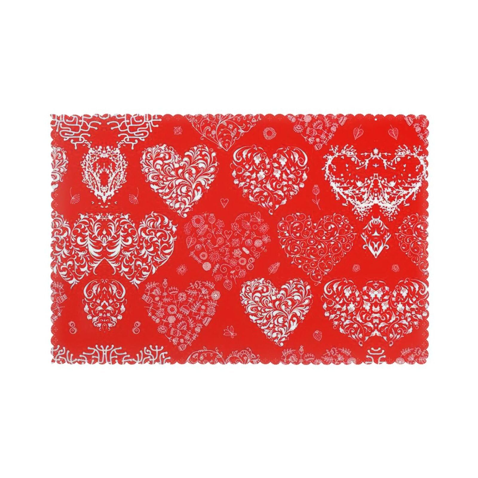 Love. Print Placemats Set Of 6, 12x18 Inch Polyester Washable Heat Resistant Kitchen Dining Table Mats