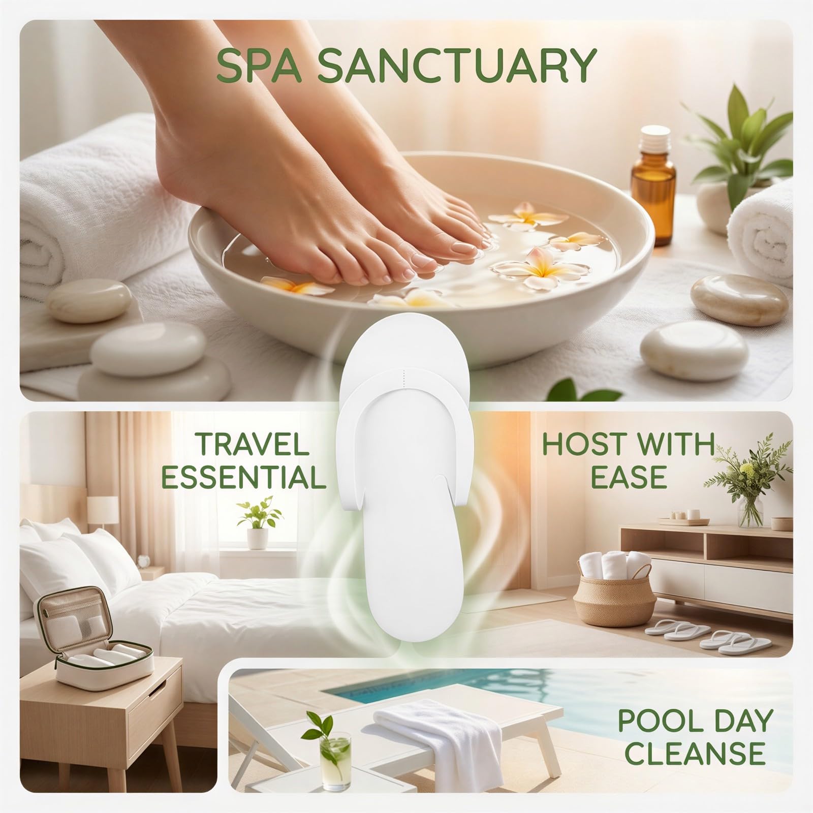 100 par jednorazowych japonek do pedicure, sandały z pianki EVA, 26 x 10,9 cm, lekkie kapcie dla gości do spa, salonu, hotelu, podróży, na imprezę, do codziennego użytku, białe, dla kobiet i mężczyzn
