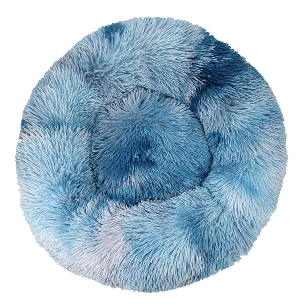 Lukery Dog Cat Donut Bed, Fluffy Plush Puppy Kitten Cuddler Round Bed, Warm and Soft Pet Cosy Anti Anxiety Beds for Small/Medium/Large Dogs (50CM,Jewel blue) โ image 1