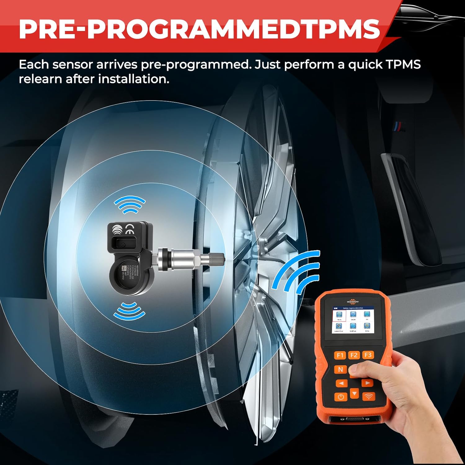TPMS Sensors 68249197AA 433MHz Pre-Programmed Tire Pressure Sensor Real-Time Monitoring Fit for Jeep Cherokee 2014-2022 Fit for Dodge Ram 1500 2500 3500 4500 5500-4PCS