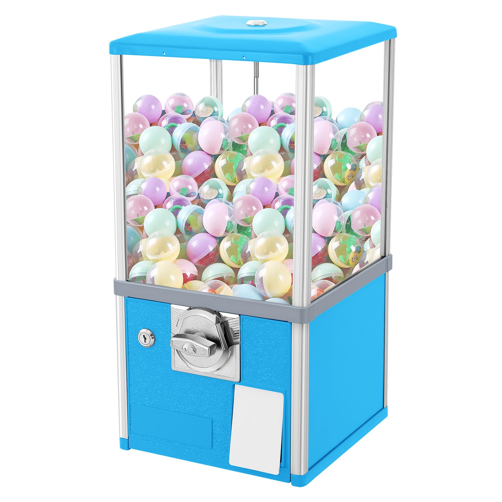 25 Cents Coin Operated Vending Machine, Commercial Gumball Machine, Toy Capsule, Big Candy Vending Machine, Dispenser Prize Machine, Candy Machine Dispenser for 3-5.5cm Gadget Retail Store (Blue)
