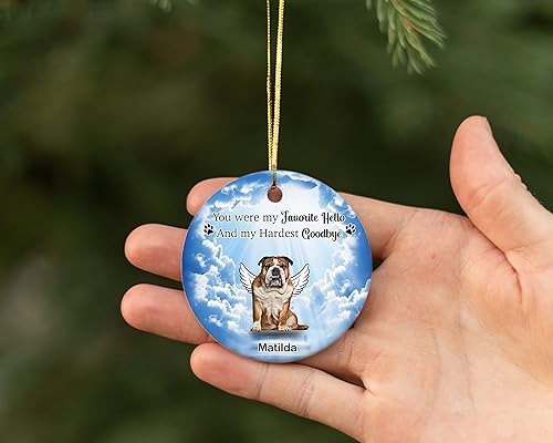 Miniatura 3 de Prezzy Adorno conmemorativo personalizado para perro de bulldog inglés para decoración del árbol de Navidad, regalos de condolencias por pérdida de