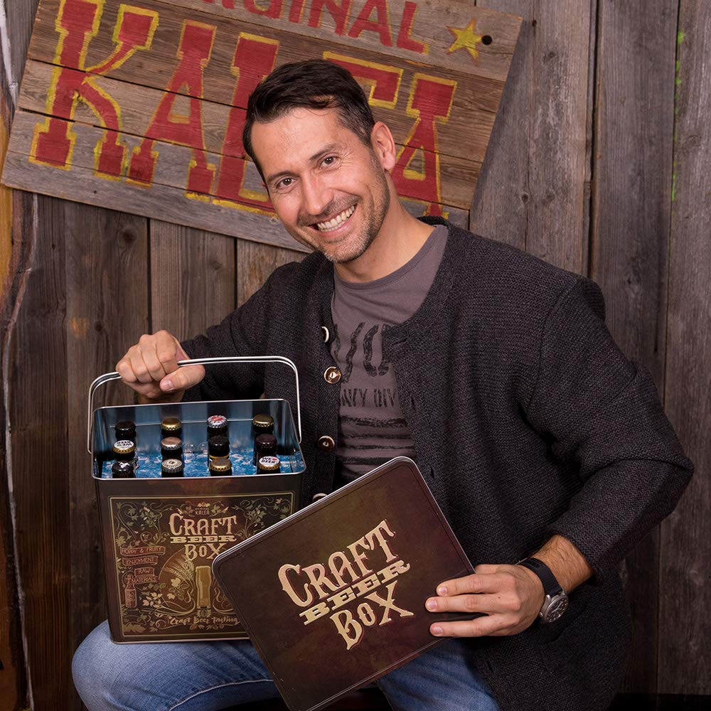 KALEA Bier-Box | Metallbox mit 3D-Prägung | 12 x 0,33l Bierspezialitäten | Geschenkidee für Bierliebhaber | Vatertag (Craft-Box, 12x0,33l)