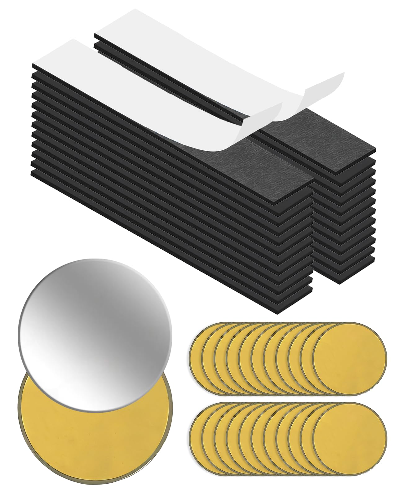 24 Stück Magnetstreifen Magnetklebeband Selbstklebend Stark 150x25x2xmm, 24 Stück Metallplättchen Selbstklebend Set 40mm,Zuschneidbar,mit Kleberückseite