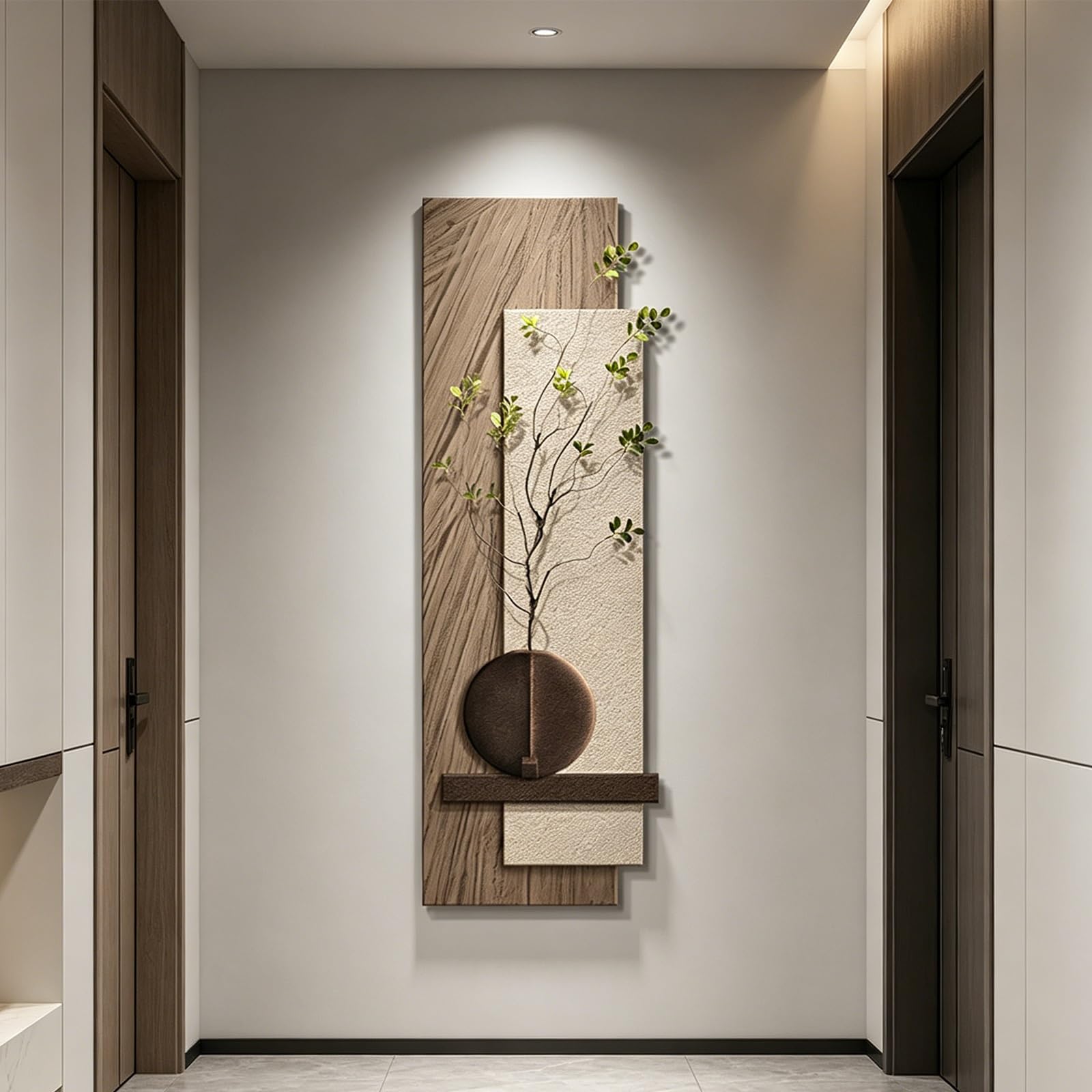 PGZMDTWI Modern 3D Sandstone Wall Art with Dimmable LED Lighting, Textured Relief Sculpture for Living Room Foyer Entrance(A,50 * 150CM 9.7 * 59.1IN)