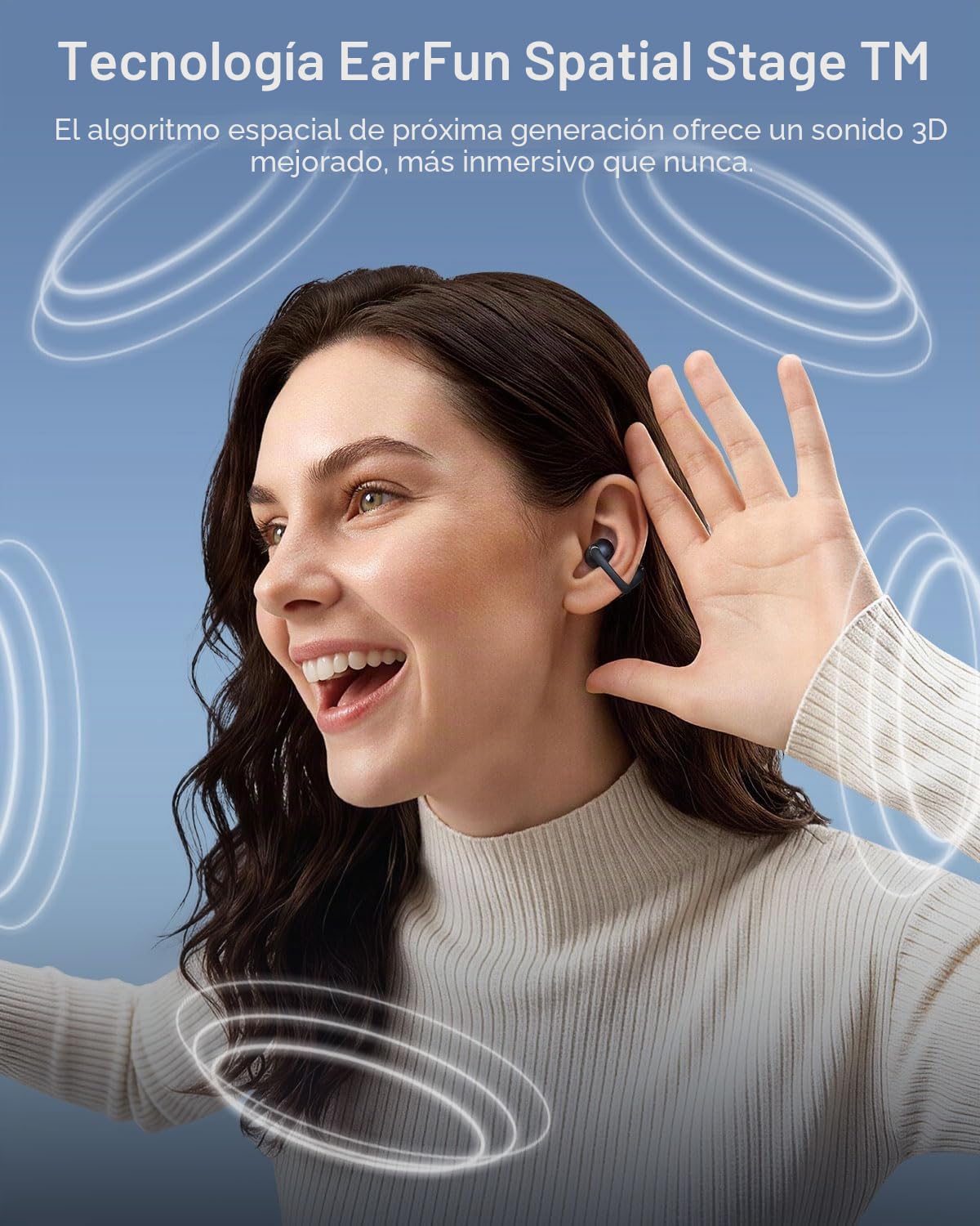 EarFun Clip 2 Auriculares Open Ear con Clip, Auriculares Abiertos | Hi-Res, Llamadas nítidas con 4 Mics IA, Ajuste Estable, Drivers 12 mm para Sonido Claro,40 Horas, IP55, Bluetooth 6.0, Negro