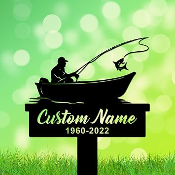 Custom Fisherman Memorial Stake, Fisherman Memorial Gift, Fisherman Grave Marker, Memorial Stakes for Cemetery