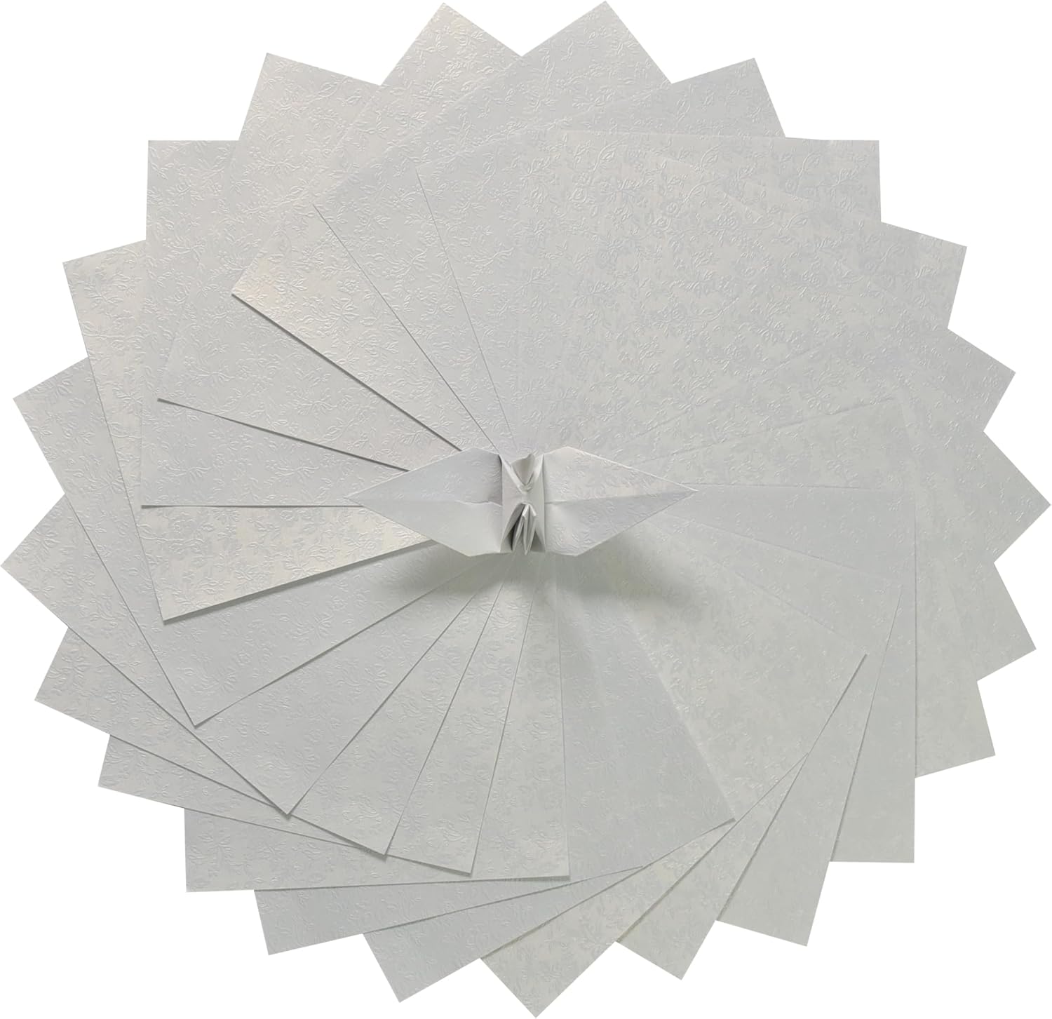 100 Origami Paper Sheets Paper Pack White Paper Flower Pattern, Embossing, Pearl Coating for Folding Paper, Origami Cranes,Scrapbook (6x6 White)
