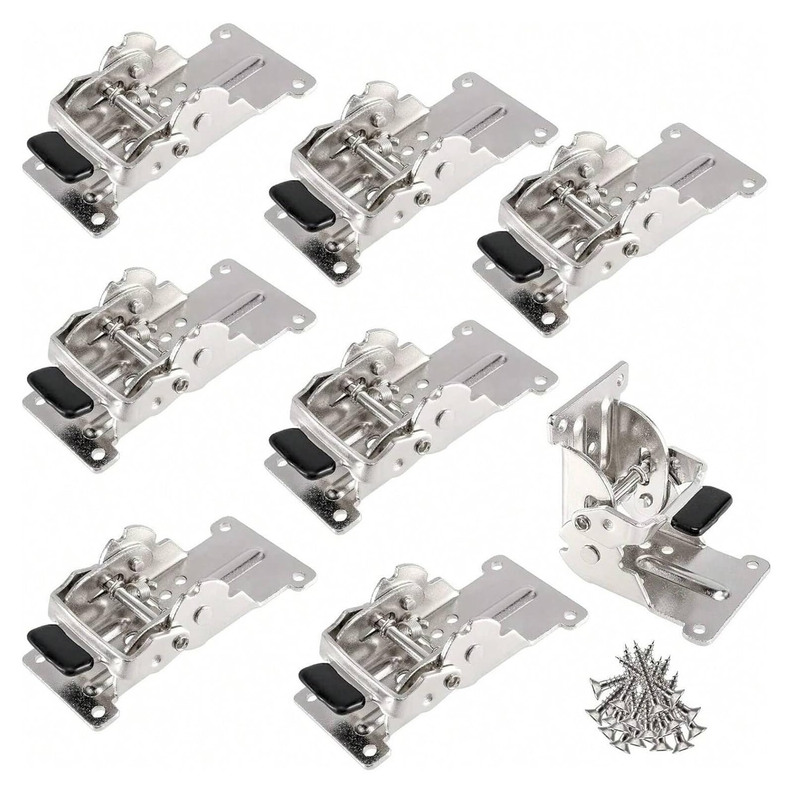 Ozlcua Silver 8 Pack 90 Degrees Folding Table Legs Brackets, Lock Extension Support Bracket Heavy Duty Foldable Self-Lock(Silver)
