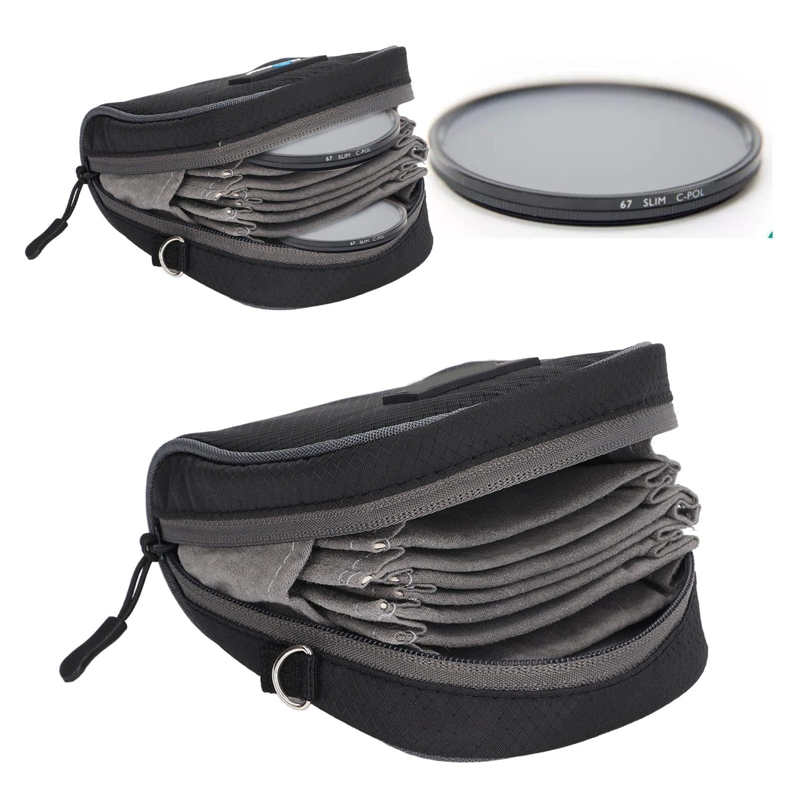 Étui pour Filtre D'objectif D'appareil Photo avec Bandoulière, Sac De Filtre D'objectif Portable à 8 Fentes, Pochette De Filtre D'appareil Photo Anti-poussière pour la Photographie