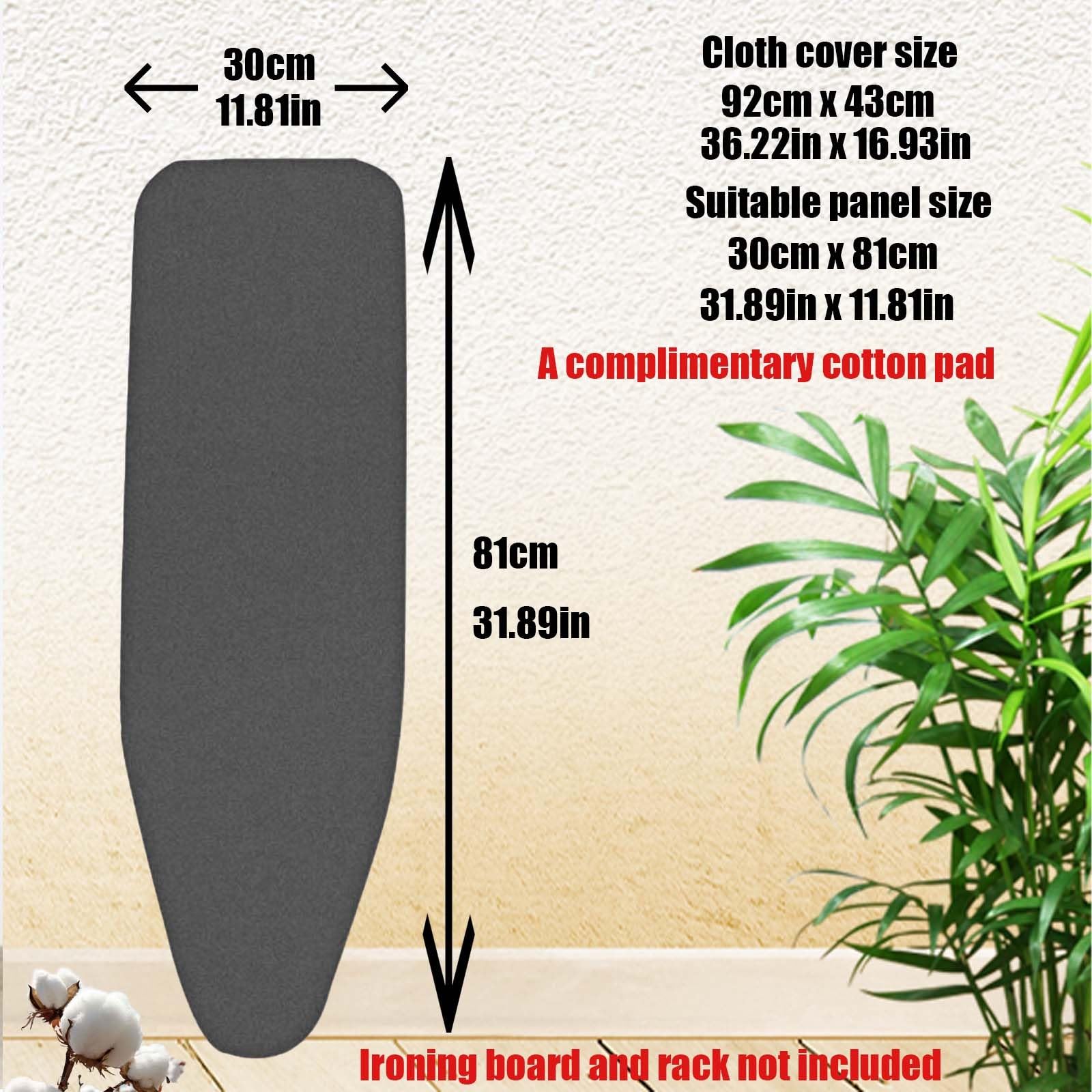 Funda para tabla de planchar resistente de 128 x 40 cm, acolchado de repuesto para mesas de planchar, ajuste de cordón, color negro, se adapta a tablas estándar, duradera y duradera