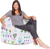 Vista 70 de Posh Creations - Puff para niños, adolescentes y adultos, incluye funda extraíble y lavable a máquina, tamaño grande de 38 pulgadas, lona con diseño