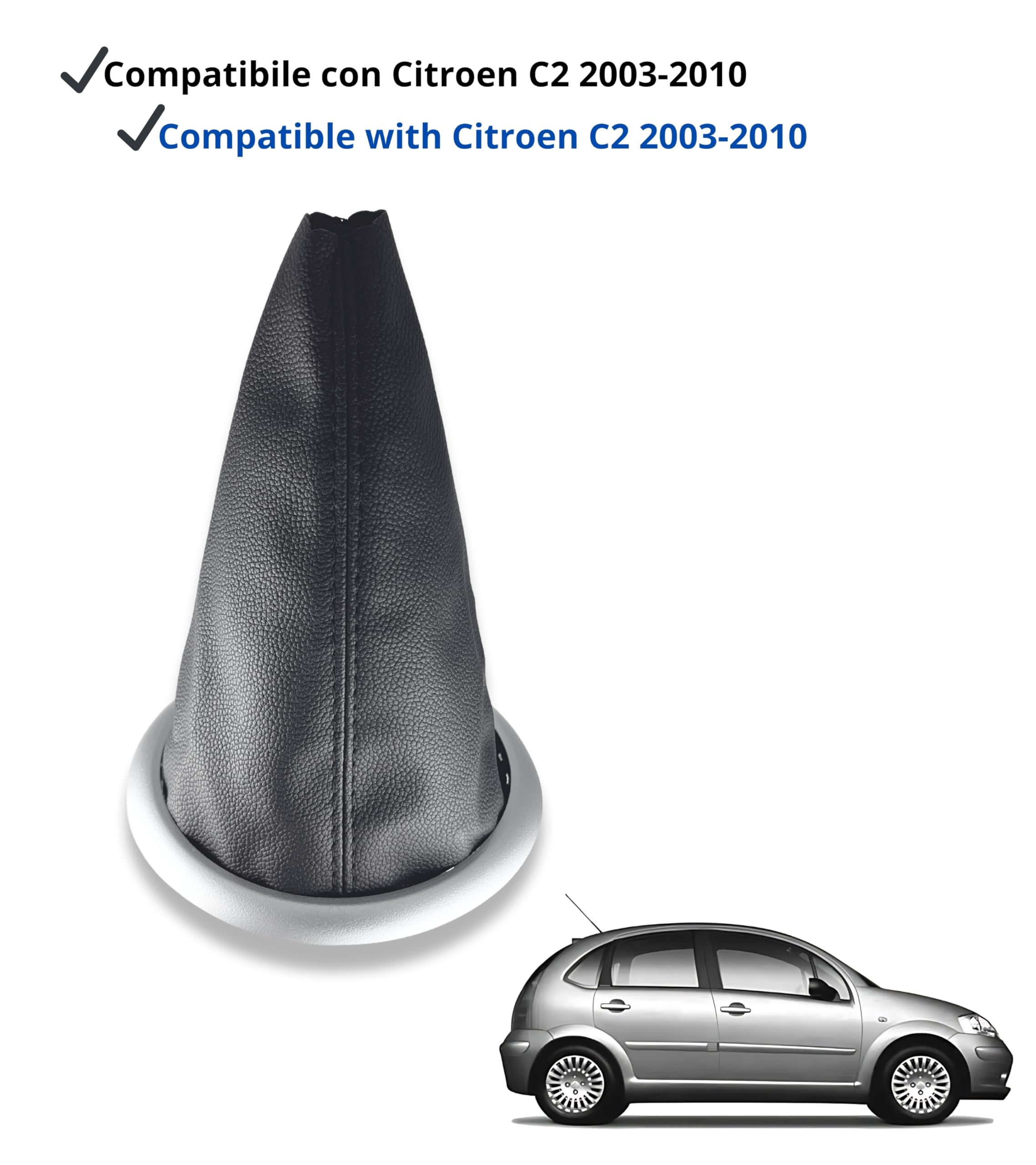 Kit Virole De Rétention + Cadre Extérieur Noir Pour Levier De Vitesse Citroën C3 2003-2009 Et C2 2003-2010 - Compatible OEM 7589T8 & 7589V0