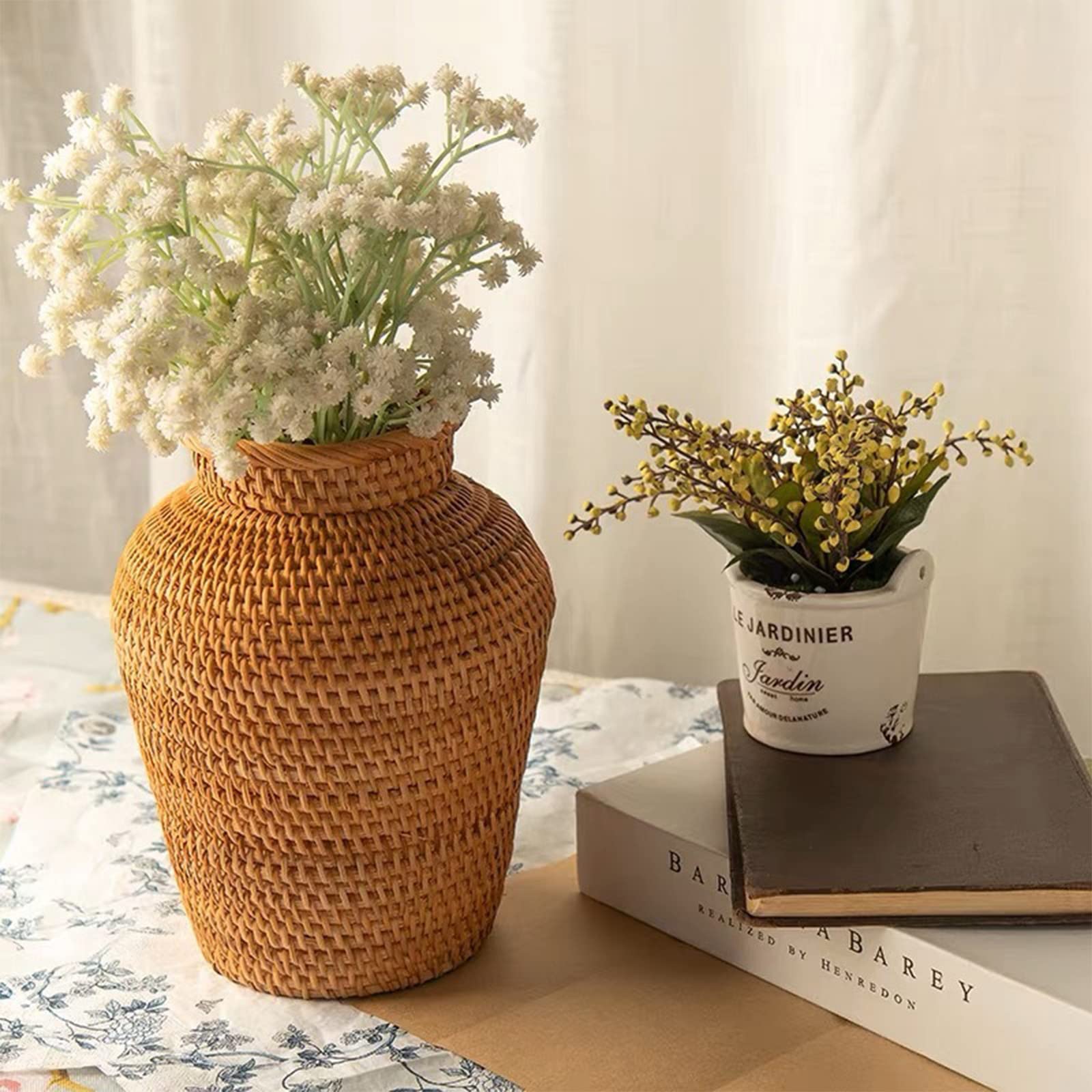 ヴィンテージ*ラタン ピール フラワーベース*籐 皮 花器 花瓶*ドライフラワー Amazon.co.jp: TAKEY花瓶 ラタン瓶 飾り瓶 アート かご 藤製