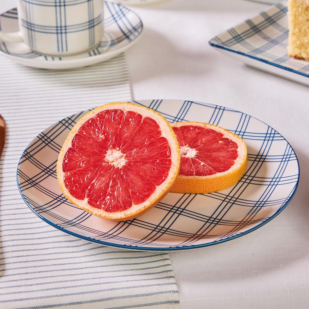 Tognana Quadro Carta Da Zucchero, Paquete de 4 Platos de Postre, Porcelana, Azul