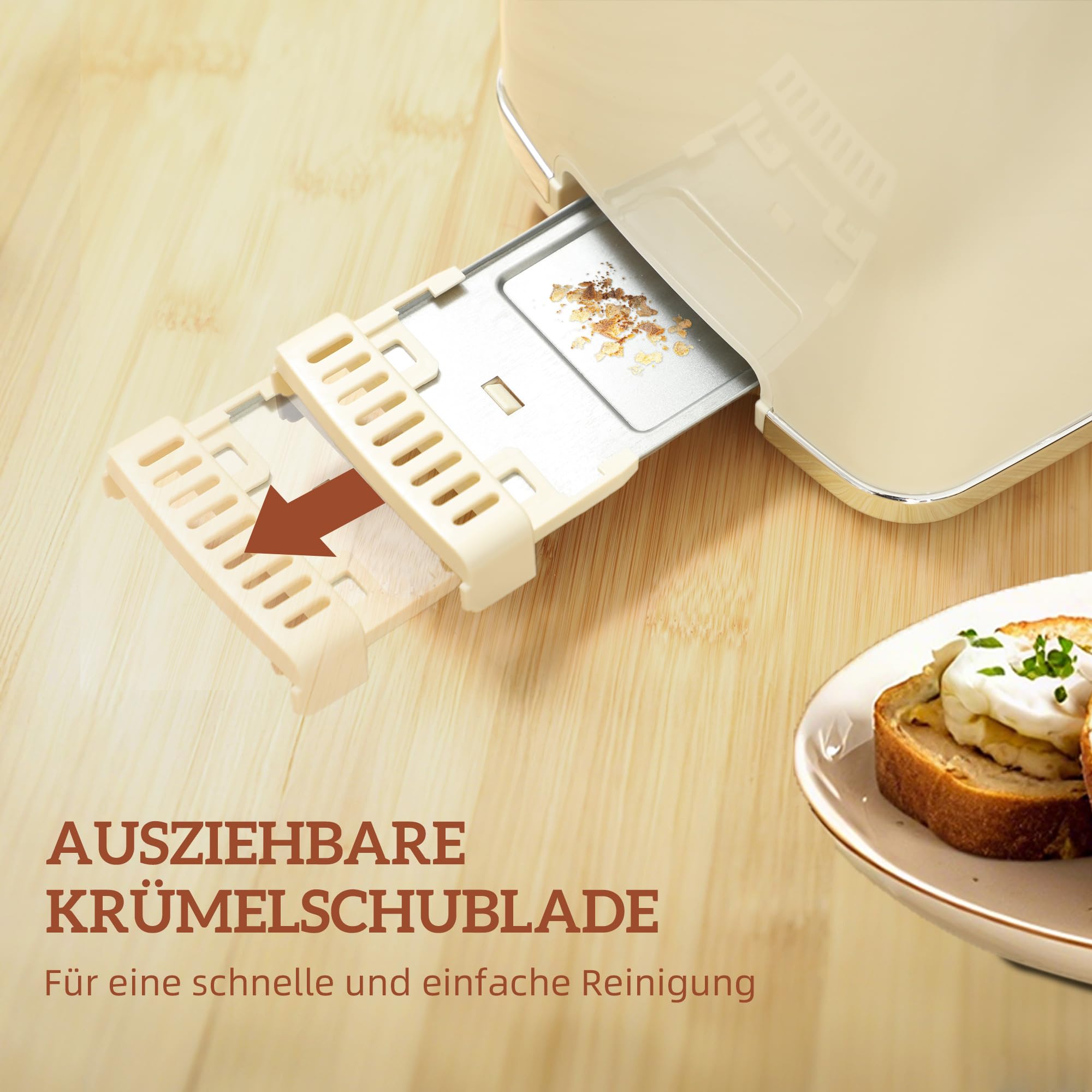 HOMCOM Wasserkocher Toaster Set 1,7L Edelstahl 2200W mit Memory-Funktion 55-90°C Warmhaltefunktion 2 Scheiben Toaster 6 Bräunungsstufen Creme
