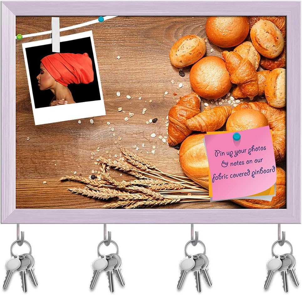 Artzfolio Photo Of Assortment Of Baked Bread D1 Key Holder Hooks | Notice Pin Board | White Frame 16.4 X 12Inch