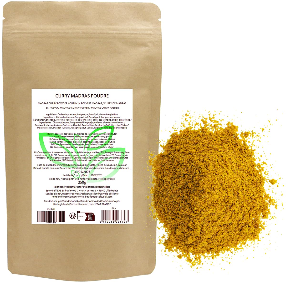 Curry de Madrás "origen India" 250g "bolsa kraft resellable"