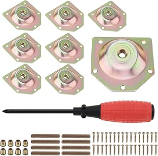 8 Pack 12 Degree Angled Metal Table Leg Mounting Plates, Furniture Leg Attachment Plates with 5/16 Inch M8 Hanger Bolts Screws and Screwdriver for Sofa Couch Table Dresser Nightstand