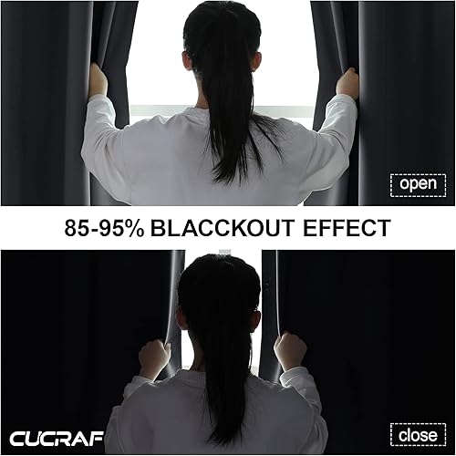 Miniatura 6 de CUCRAF - Cortinas opacas, oscurecedoras de habitaciones, con bolsillo para cortinero, aislamiento térmico y lisas, para dormitorio y sala de estar,