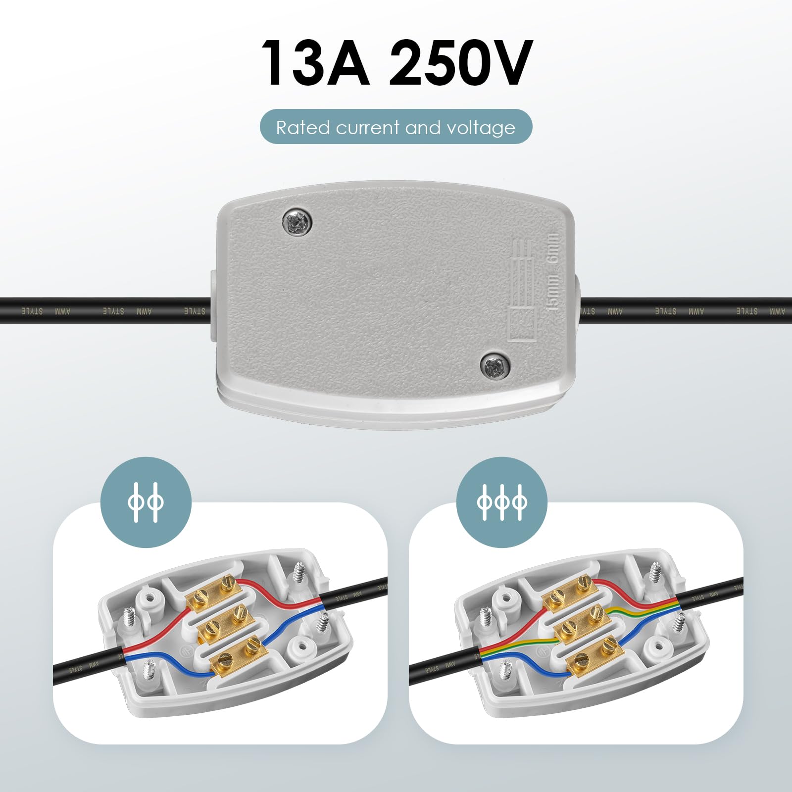 4Pcs Junction Box, 13Amp 250v Electrical Junction Box, 3 Core Cable Connectors - Image 3