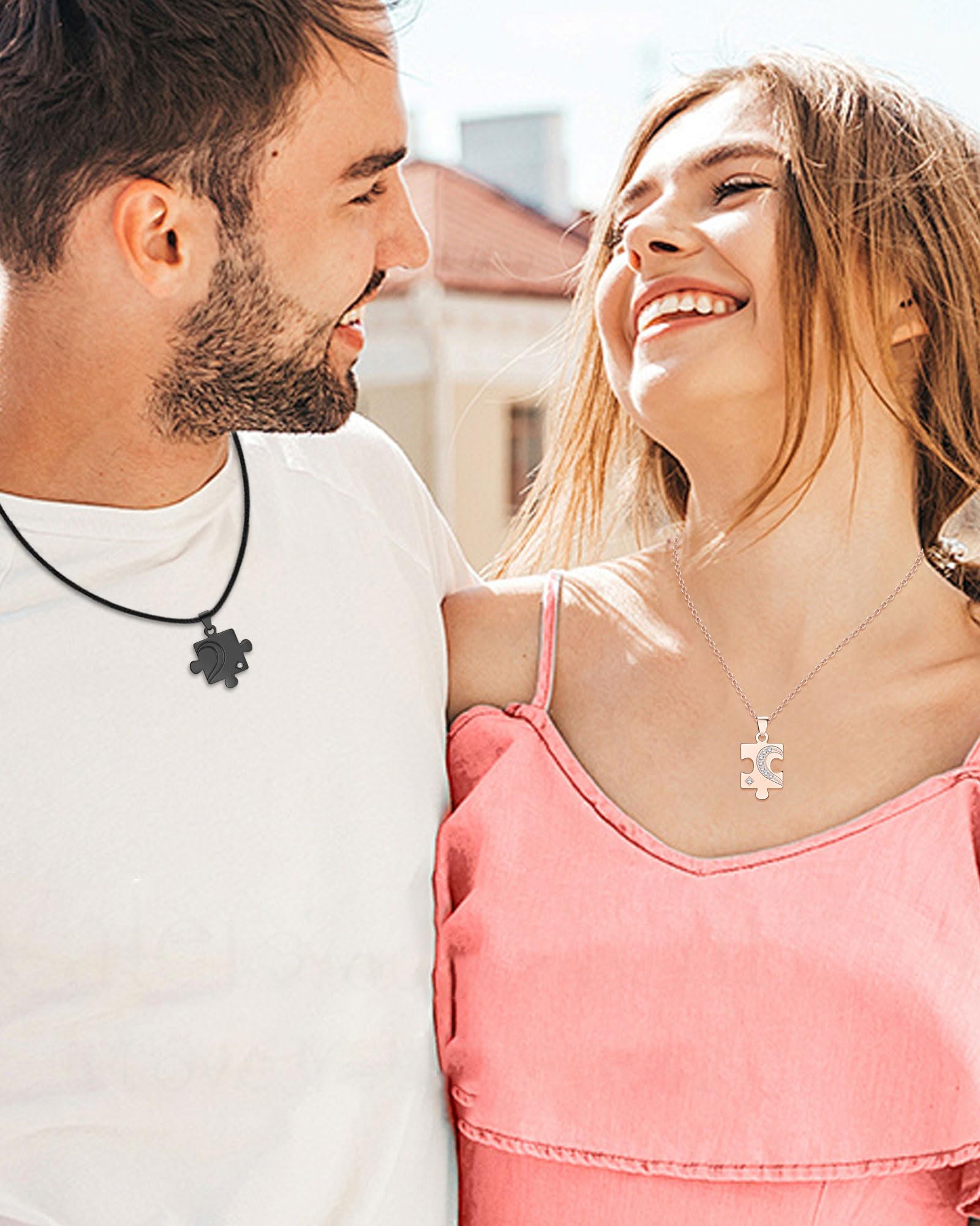 CheersLife Collana Puzzle Anima Gemella, Regalo Romantico per Coppia Lui Lei Fidanzato Fidanzata, 2 Collane di Amore Corrispondenti, Regalo per San Valentino, Anniversario Natale Fidanzamento
