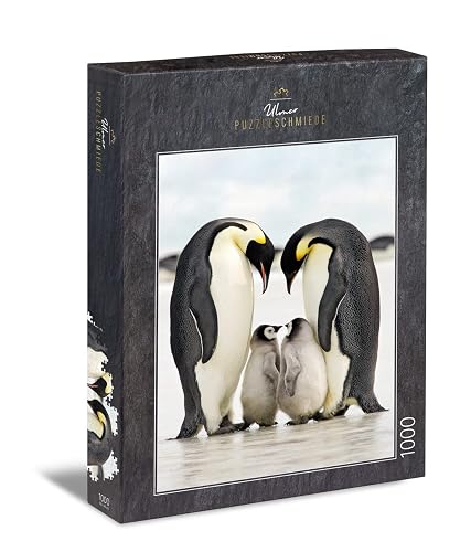 Ulmer Puzzleschmiede - Puzzle Familia - Puzzle clásico de 1000 Piezas - Pingüinos como Foto de Animal Original