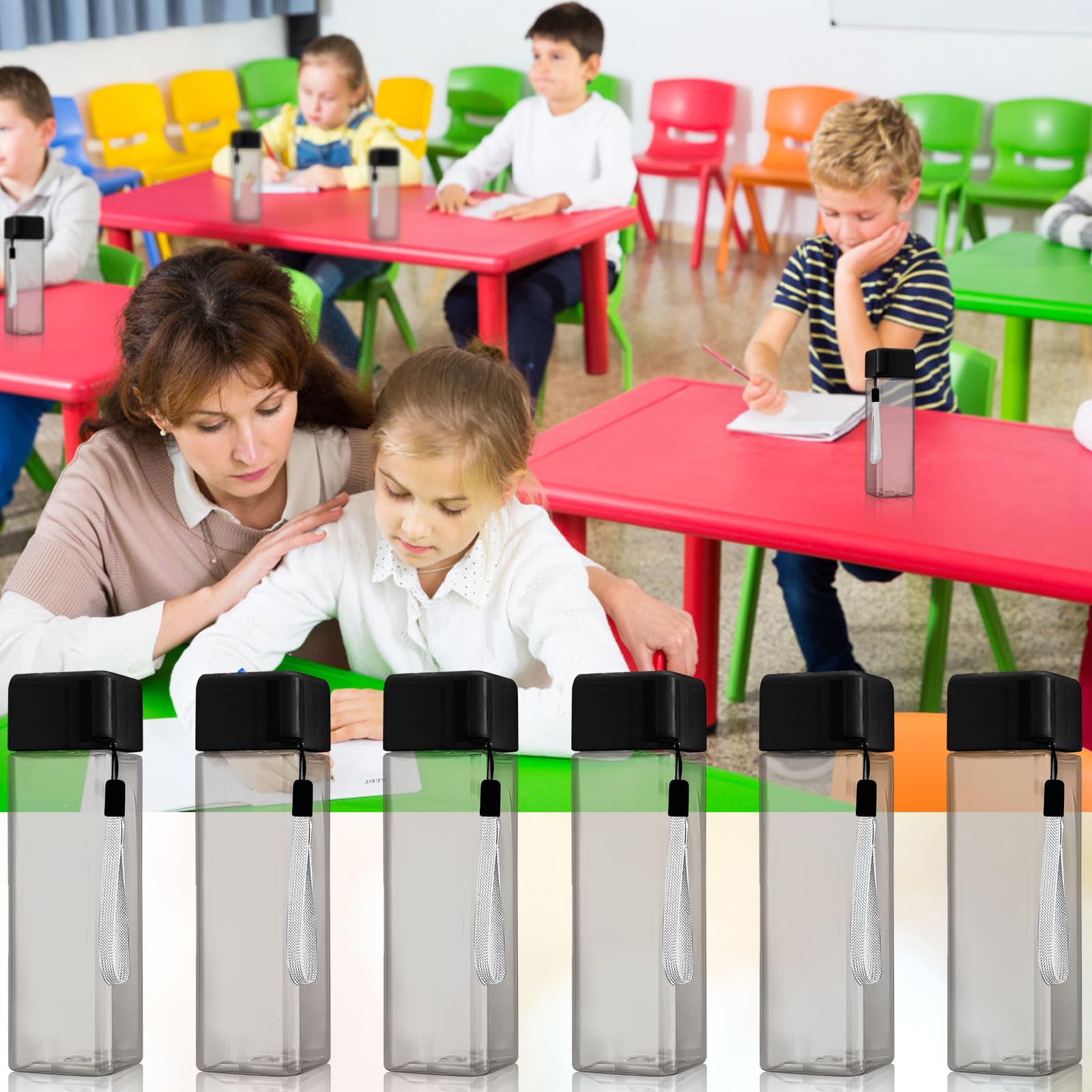 30 Stk Klare Wasserflaschen aus Kunststoff Großpack, 500 ml Wiederverwendbare Auslaufsichere Kunststoff Trinkflaschen mit Deckel, Sportflaschen für Kinder und Erwachsene, Reisen, Camping, Schule