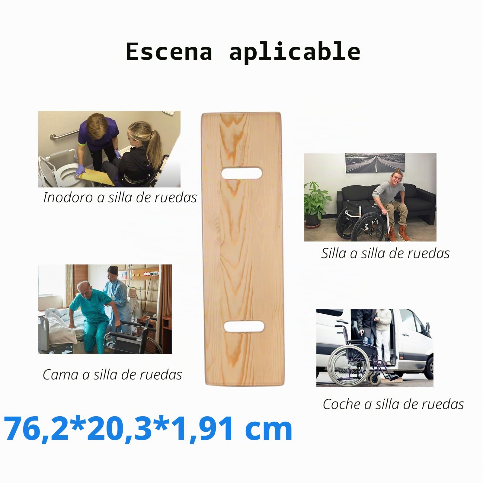 Tabla de transferencia deslizante con asas, apta para FSA, hecha de madera resistente, ayuda de movilidad para personas mayores y discapacitados, capacidad de carga de hasta 500 libras (30 x 8 x 0.75