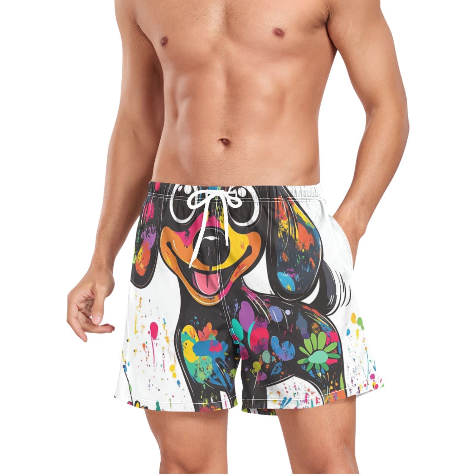 Bañador de secado rápido para hombre sin rozaduras con estampado de teckel 8