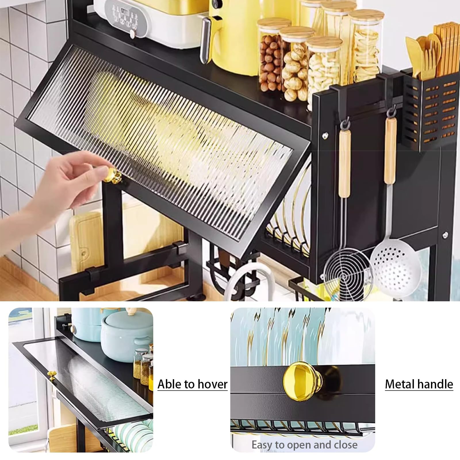 Escurreplatos multifuncional para almacenamiento de cocina, se adapta a platos, vasos, cuencos y cubiertos, 95 x 80 x 30 cm