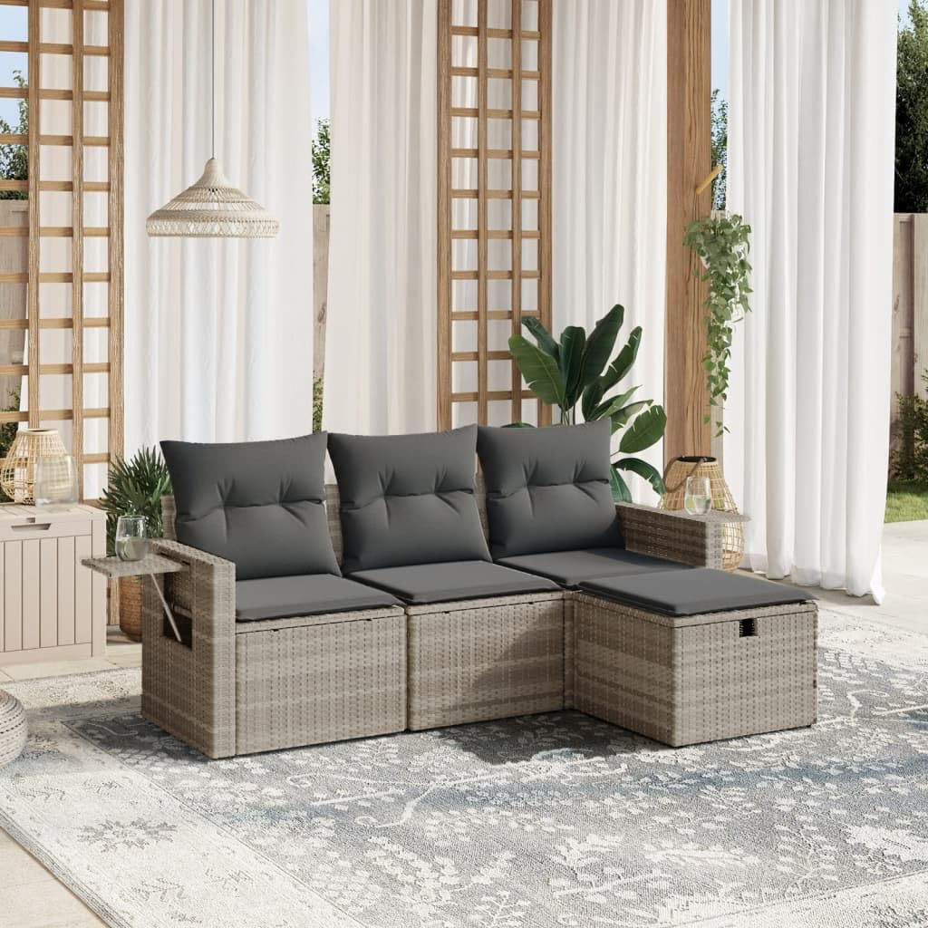 Salon de jardin polyrotin résistant aux UV et modulable avec coussins d'assise confort