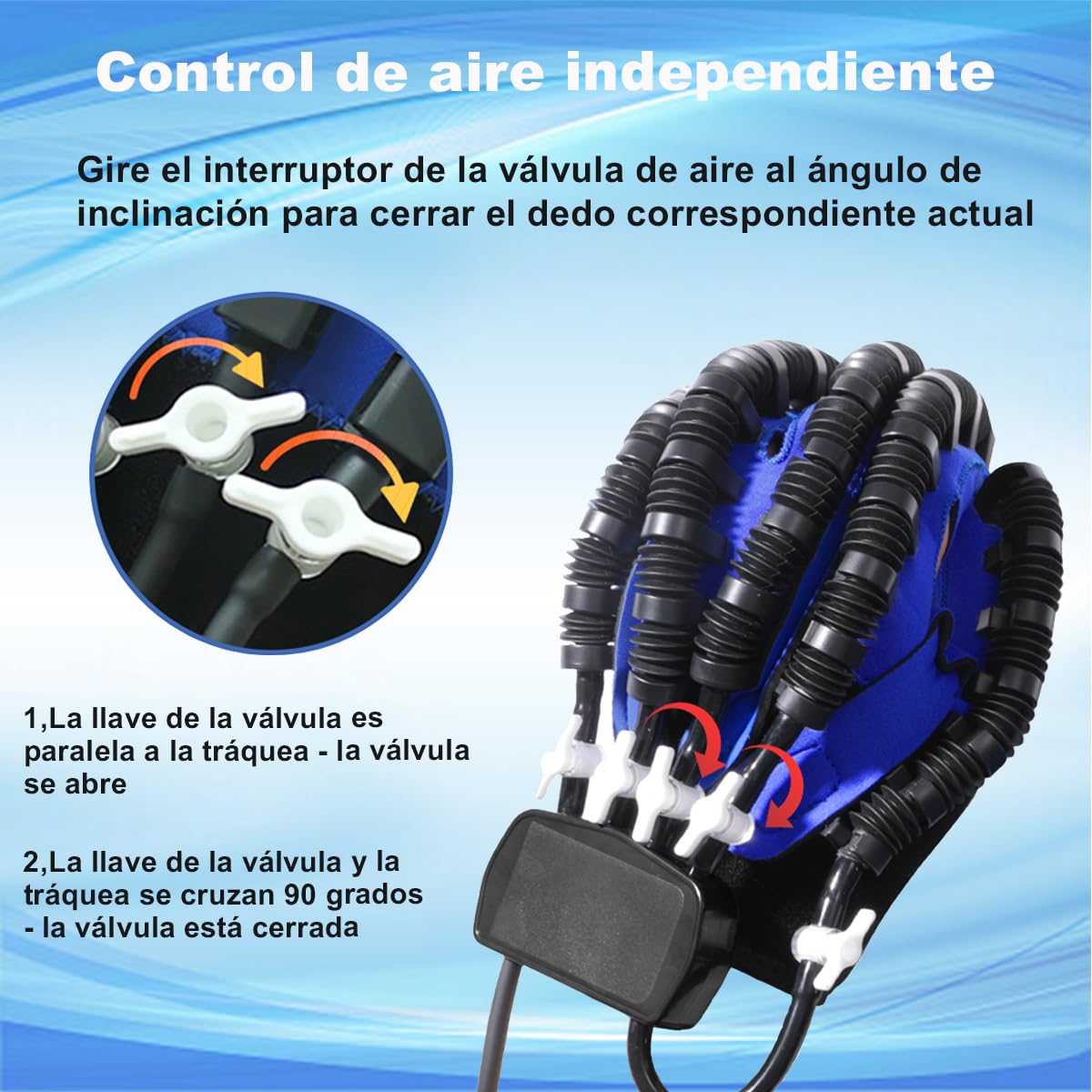 Guante Rehabilitacion Mano,Equipo De Rehabilitación De La Mano,Guante De Ictus Hemiplegia,Con USB Recargable Y Ajuste De Fuerza
