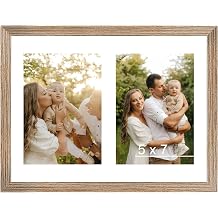 JCJMY 8.5x11 Collage Picture Frame with Mat, Display 2 5x7 Photos or 8.5x11 Picture, Two Opening 5x7 Picture Frame Collage for Wall Hanging or Tabletop, 5 x 7 Double Photo Frame, Rustic Brown