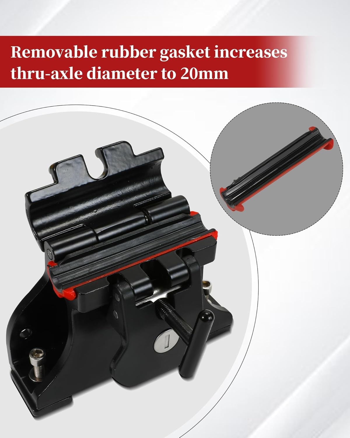 2 Pack Locking Thru-Axle Fork Mounts, Adjustable Locking Thru-axle Track Bracket, with Lock Cylinder, Keys, Hex Wrench, Studs, Washers and Track Slides, Secures All Bikes, Fit for Trucks and Vans