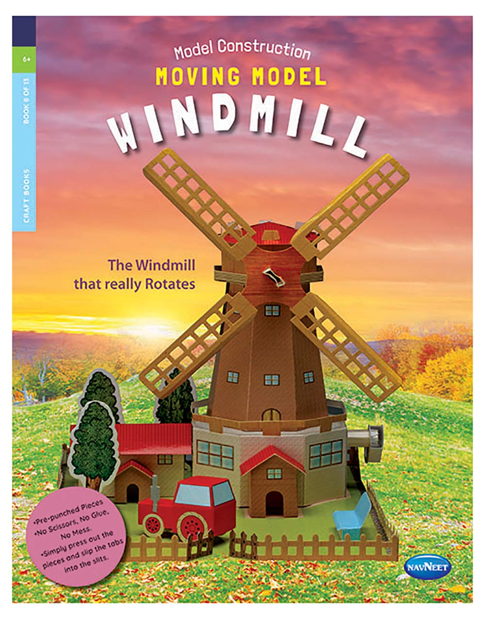 Navneet Model Construction Moving Model Wind Mill- Stem Learning Book - 3D Paper Models for kids - Fun DIY Crafts - School Project - Mess Free activities- No Scissors & Glue
