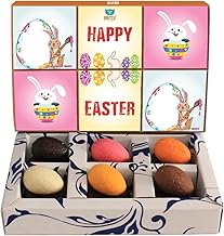 BOGATCHI Chocolate Easter Eggs Filled with Almonds, Easter Chocolates, Assorted Easter Eggs - Dark, Milk, White, Mango, Orange and Strawberry Chocolates, 50 g