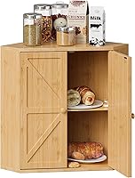 TrironsunHome Corner Bamboo Bread Box - Double Layer Large Capacity Kitchen Counter Storage Bin, Farmhouse Organizer Natural