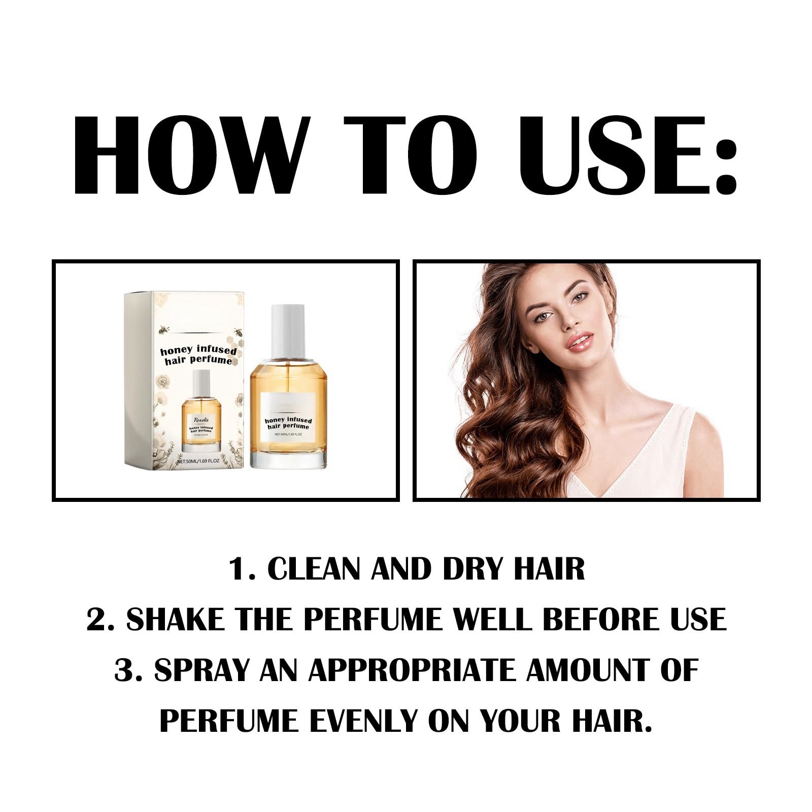 Perfume de feromonas para cabello con miel, aceite esencial nutritivo e hidratante